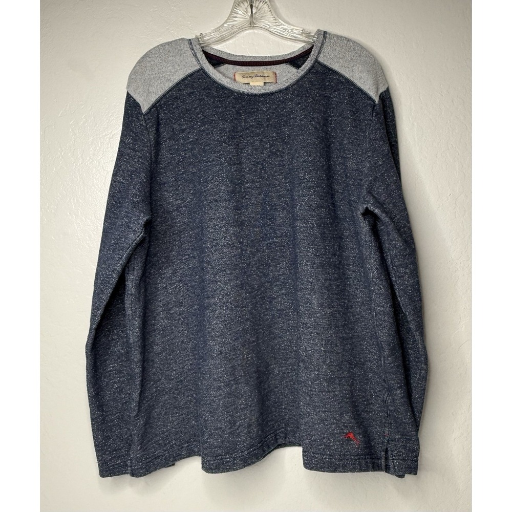 Tommy Bahama Lounge Sweater Mens XL Long Sleeve Fleece Blue‎ Gray Cotton Cozy